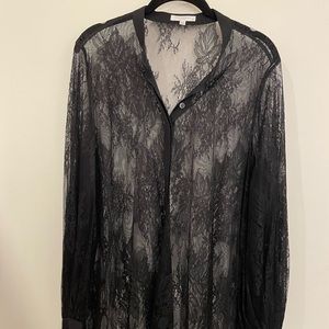 Equipment brand size large lace see-thru button down blouse